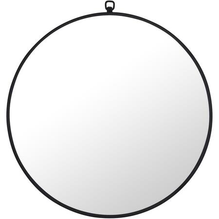 CONVENIENCE CONCEPTS 24 x 24 in. Eternity Metal Frame Round Mirror with Decorative Hook - Black HI2961440